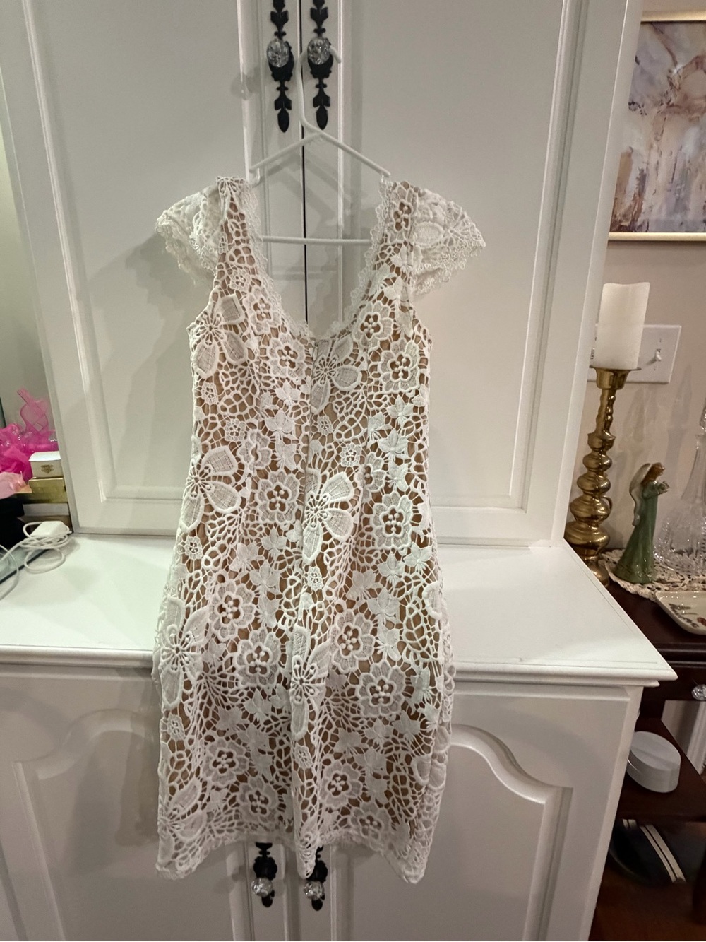 Impressions White Crochet Lace Mini Dress